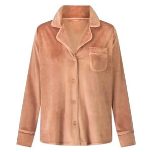 *Final Price* SKIMS Velour Button Up PJ Shirt in Sienna Size Large NWOT Kim K